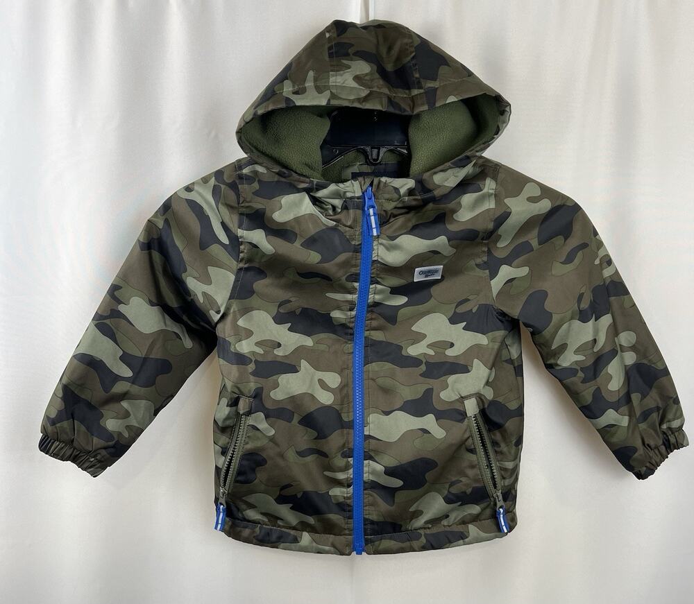 Oshkosh Coat Boy's Camo 100% Polyester Hooded Full Zip w/Pull Tab Camouflaged